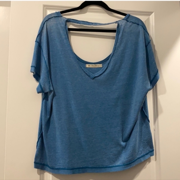 EUC Women's Cute Inverted Free People Blue Top - Picture 1 of 2